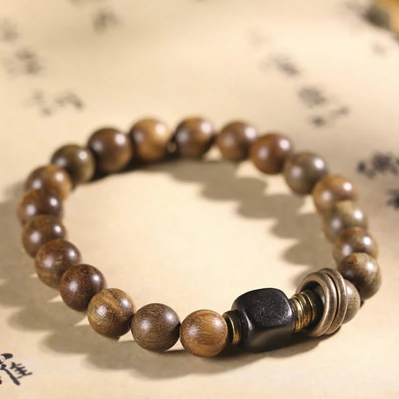 Buddha Stones Tibetan Green Sandalwood Crystal Soothing Peace Bracelet