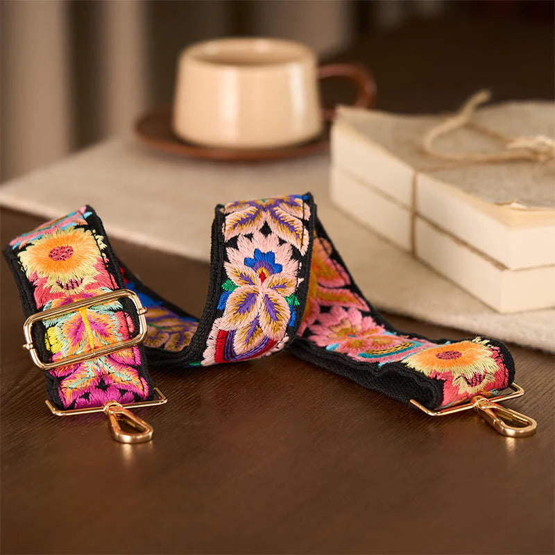 Buddha Stones Multicolor Sunflower Embroidery Adjustable Handbags Crossbody Shoulder Bag Straps