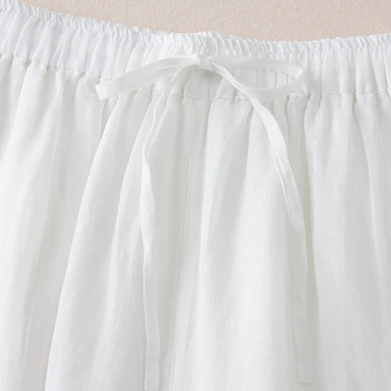 Buddha Stones Casual Lining Design Cotton Women's 7-8 Length Wide Leg Pants With Pockets