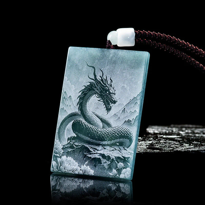 Buddha Stones Year Of The Horse Chinese Zodiac Engraving Jade Abundance Necklace Pendants