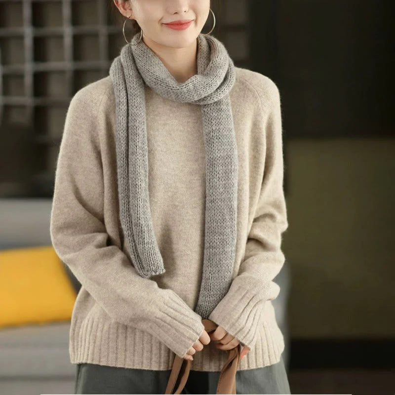 Buddha Stones Winter Crew Neck Warm Long Sleeve Women's Cotton Knitted Sweater