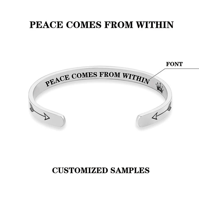 Buddha Stones Inspirational Bracelets Personalized Gift for Her Him Engraved Mantra Cuff Bangle Crown Jewelry (Extra 40% Off | USE CODE: FS40)