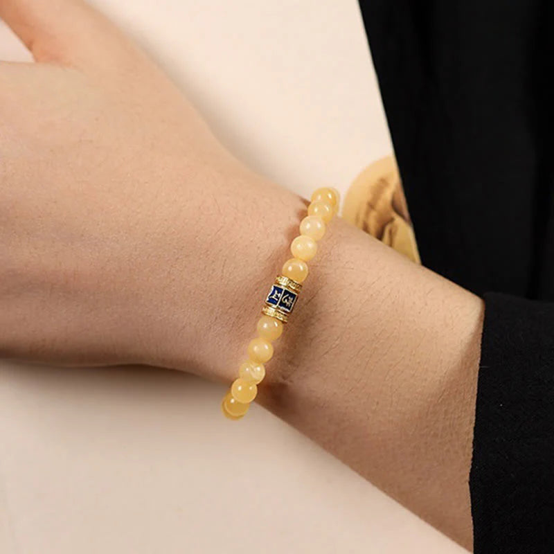 Buddha Stones Topaz Beads Om Mani Padme Hum Fortune Bracelet