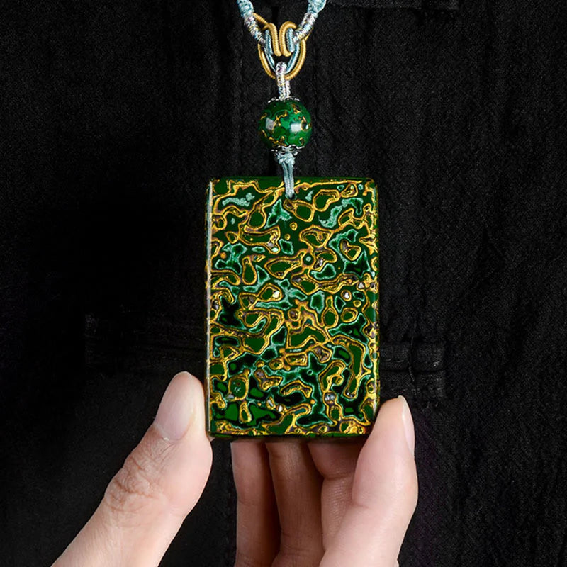 Buddha Stones Handcrafted Lacquer Craft Sandalwood Protection Pendant Necklace