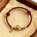 Buddha Stones 999 Sterling Silver Year Of The Horse Fu Character Charm Colorful String Rope Luck Bracelet