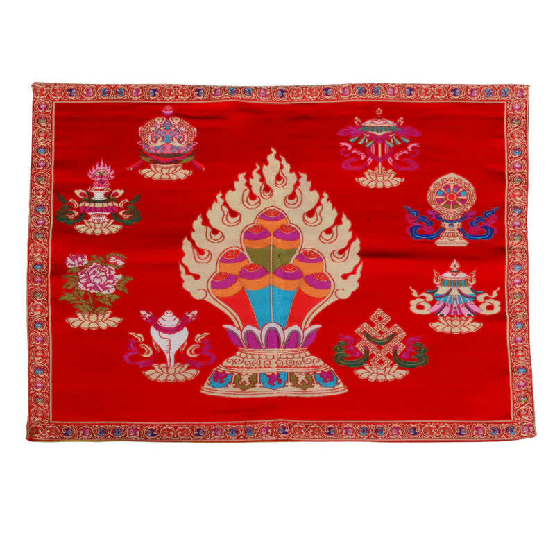 Buddha Stones Prayer Altar Mat Healing Meditation 8 Auspicious Symbols Mat