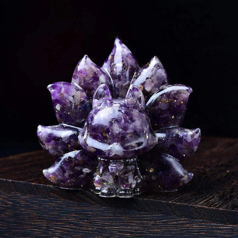 Buddha Stones Small Various Stone Pink Crystal Citrine Amethyst Nine Tailed Fox Warmth Home Decoration