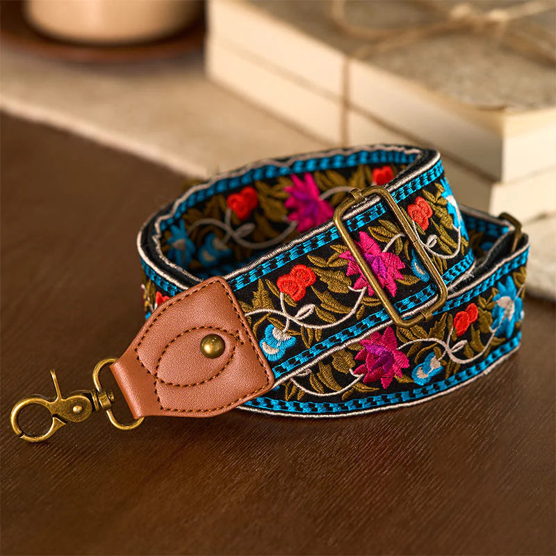 Buddha Stones Bohemian Flower Vine Geometric Embroidery Adjustable Handbags Crossbody Shoulder Bag Purse Straps Replacement
