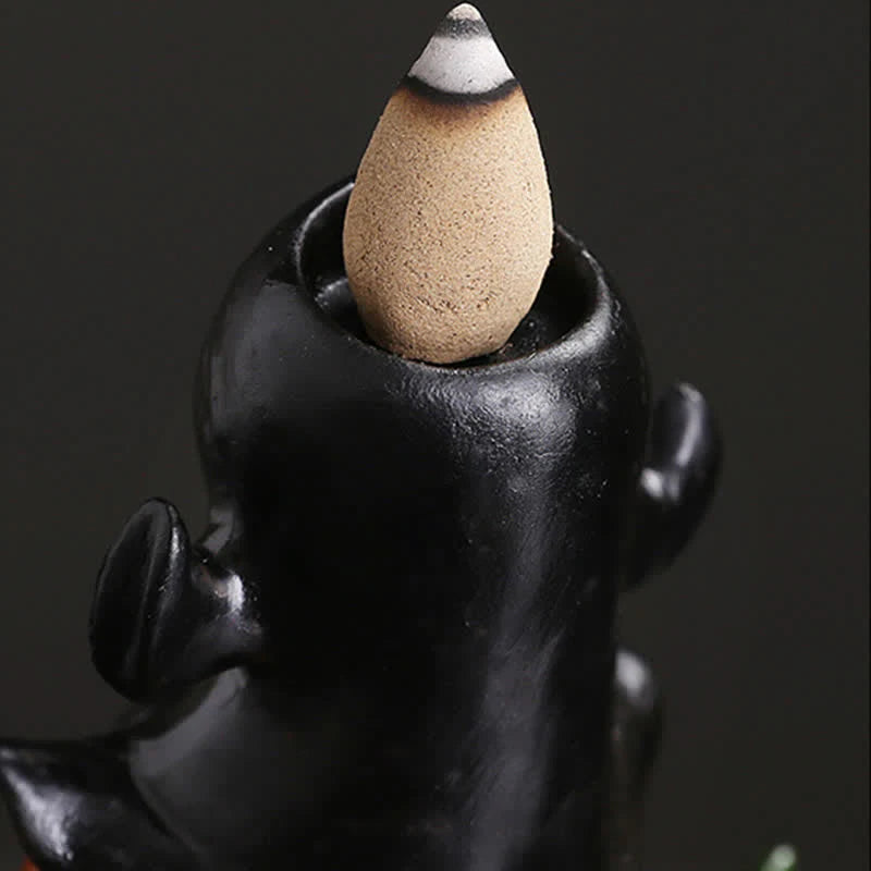 Buddha Stones Halloween Pumpkins Ghost Resin Backflow Smoke Fountain Incense Burner Decoration