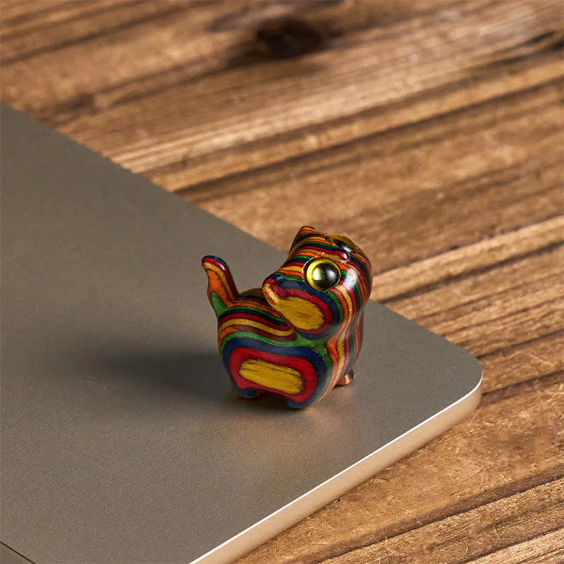 Buddha Stones Carved Cute Kitten Rainbow Eucalyptus Reduce Stress Decoration
