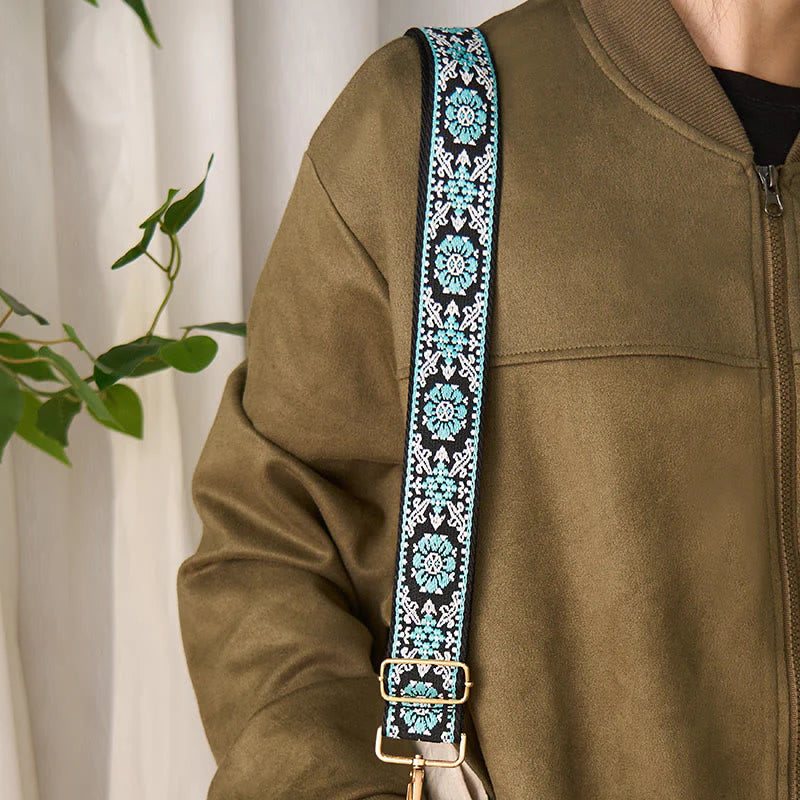 Buddha Stones Bohemian Round Flower Geometric Embroidery Adjustable Handbags Crossbody Shoulder Bag Purse Straps Replacement