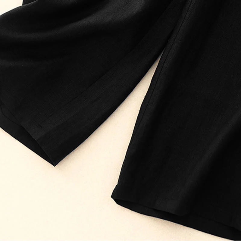 Buddha Stones Women's Spring Plain Simple 7-8 Length Cotton Pants With Pockets