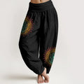 Buddha Stones Pure Cotton Simple Style Mandala Pattern Women's Elastic Waist Harem Pants