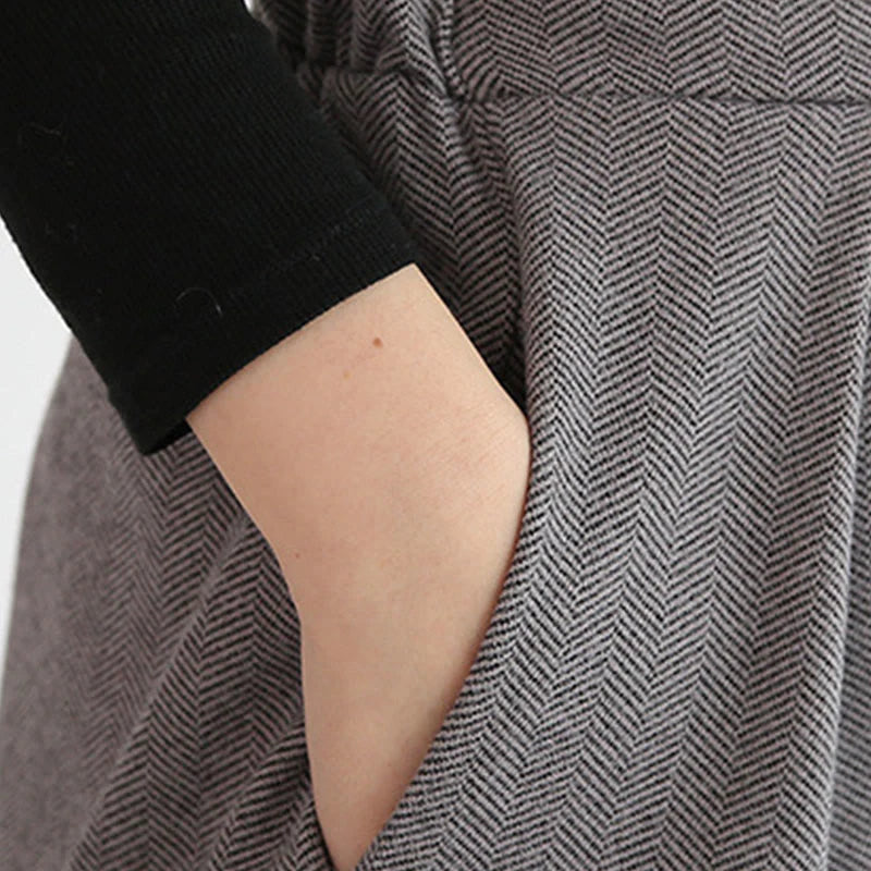 Buddha Stones Plain Elastic Waistband Design Women's 7-8 Length Wide Leg Pants With Pockets