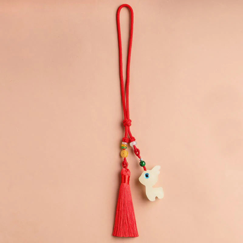 Buddha Stones Mini Cute Deer Glowstone Luminous Lucky Deer Energy Key Chain Phone Car Hanging Decoration