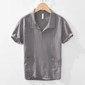 Buddha Stones Vintage Plain Simple Design Men's Short Sleeve Cotton Linen Shirt Clothing With Pockets