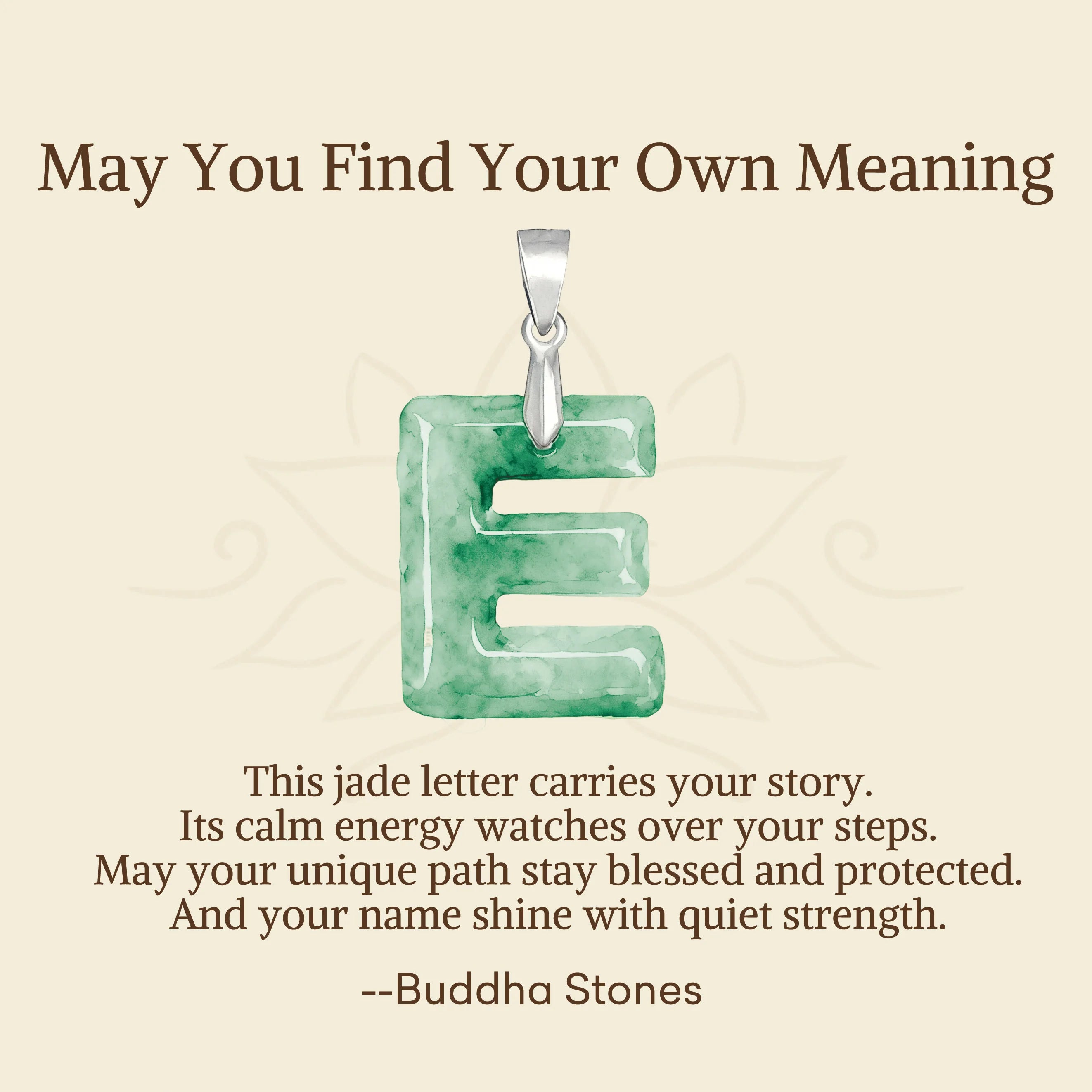 Buddha Stones May You Find Your Own Meaning Natural A-Z Letter Jade 925 Sterling Silver Chain Necklace Includes Gift Message Card