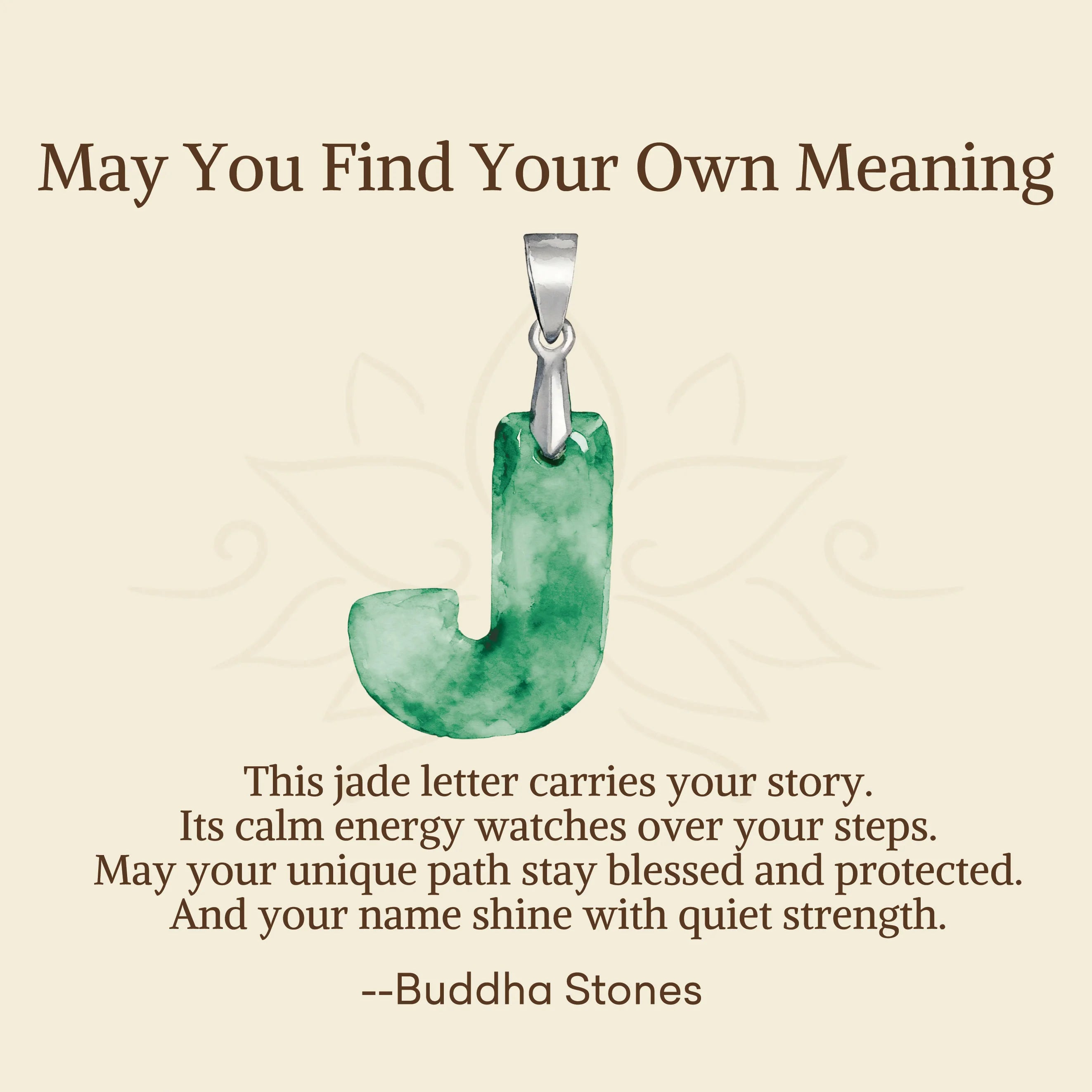 Buddha Stones May You Find Your Own Meaning Natural A-Z Letter Jade Titanium Steel Chain Necklace Includes Gift Message Card