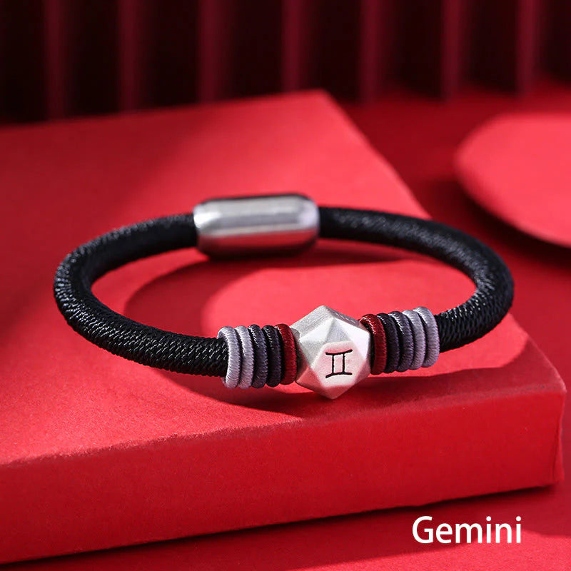 Buddha Stones 999 Sterling Silver 12 Constellations of the Zodiac Blessing Handmade String Bracelet (Extra 35% Off | USE CODE: FS35)