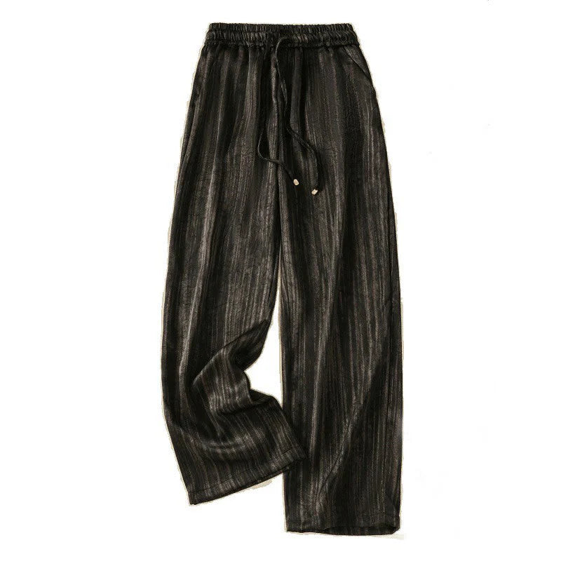 Buddha Stones Artistic Casual Vertical Lines Pattern Drawstring Ankle-length Women's Pants With Pockets