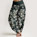 Buddha Stones Cotton Retro Layered Petals Pattern Women's Elastic Waist Harem Pants