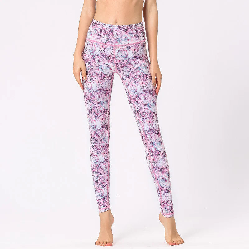 Buddha Stones Multicolored Print Flowers Pants Sports Exercise Fitness High Waist Leggings Women's Yoga Pants