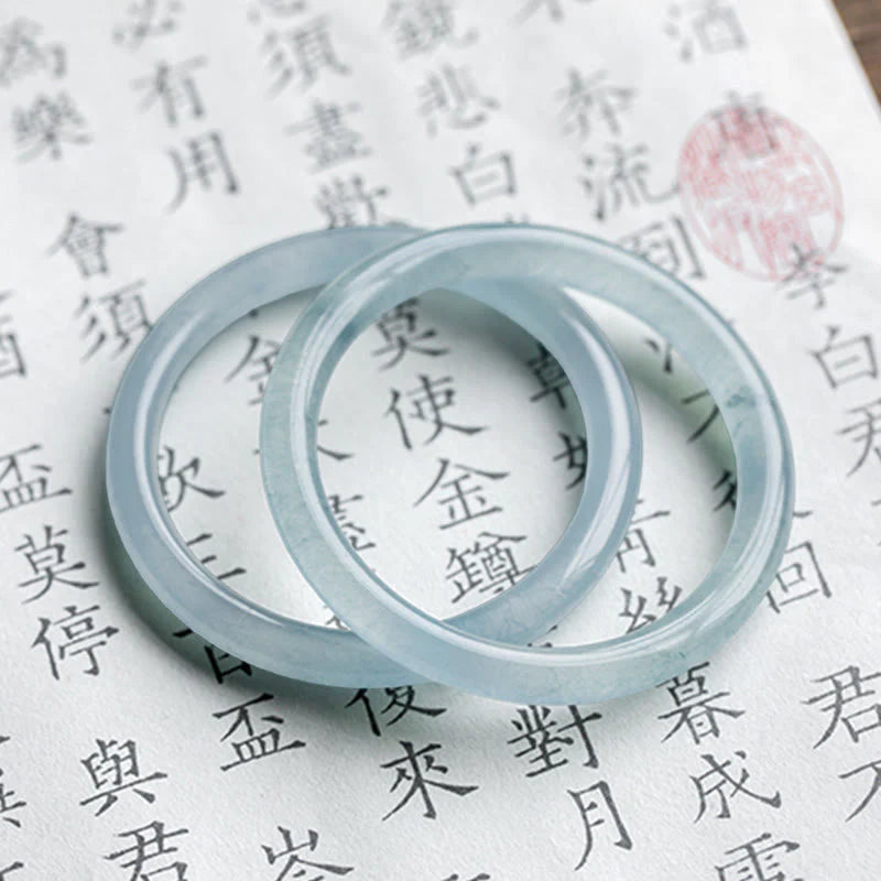 Buddha Stones Natural Aquamarine Serenity Bangle Bracelet (Extra 30% Off | USE CODE: FS30)