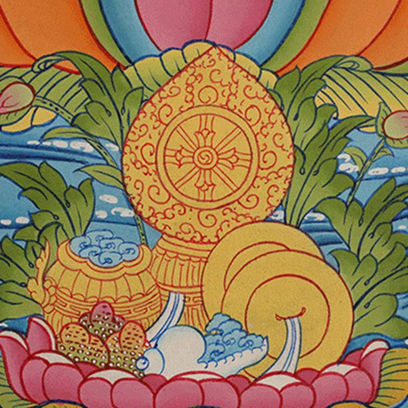 Buddha Stones Tibetan Thangka Painting Yellow God of Wealth Green Tara Avalokitesvara Handmade Decoration Blind Box(Random Style)