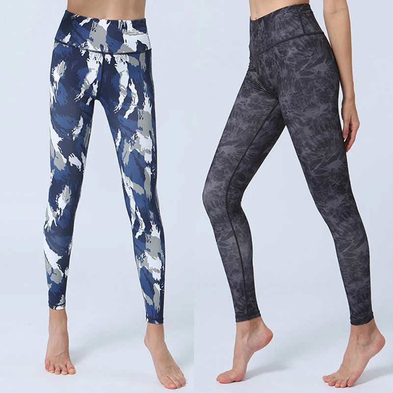 Buddha Stones Flowers Leaves Print Sports Fitness Yoga High Waist Leggings Women's Yoga Pants