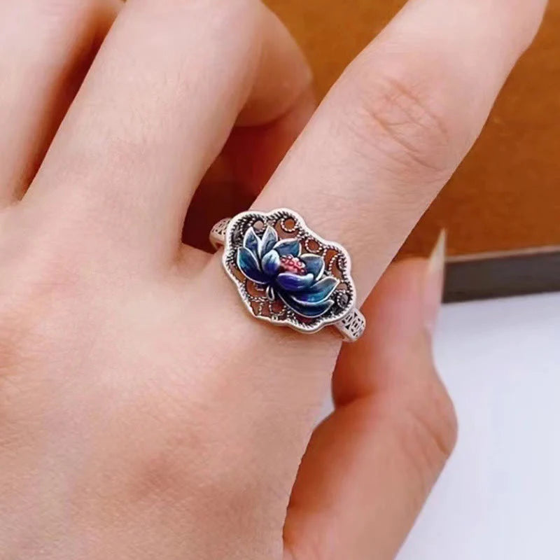 Buddha Stones Lotus Auspicious Cloud New Beginning Necklace Pendant Ring (Extra 30% Off | USE CODE: FS30)