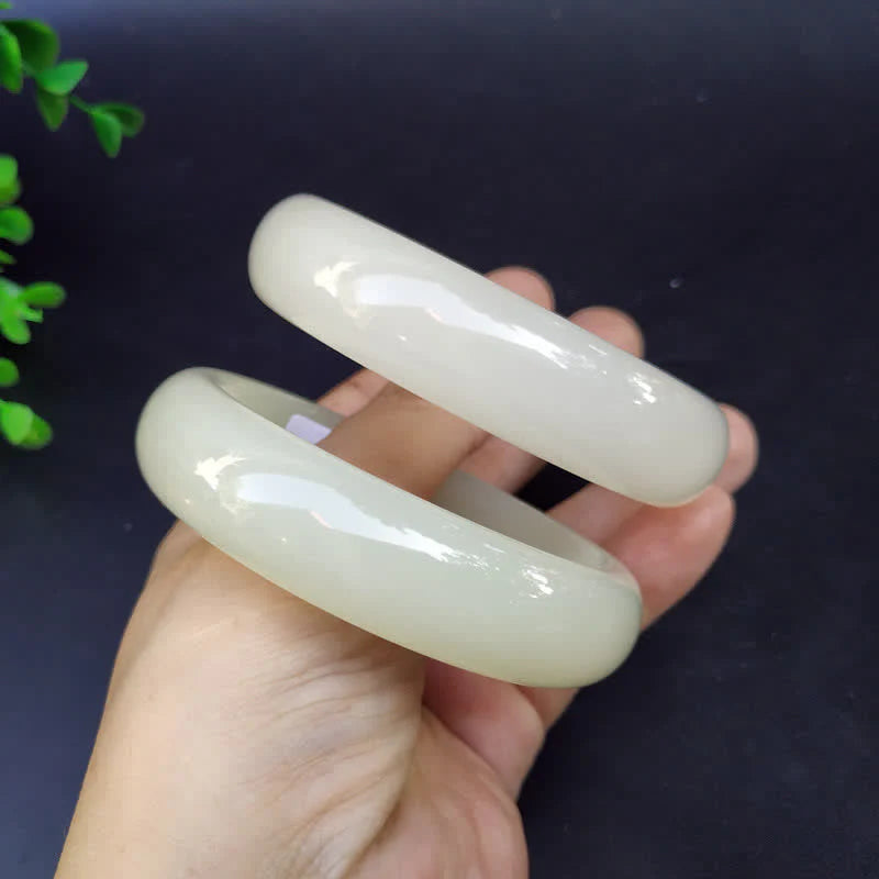 Buddha Stones Jade Luck Blessing Happiness Bangle Bracelet (Extra 30% Off | USE CODE: FS30)