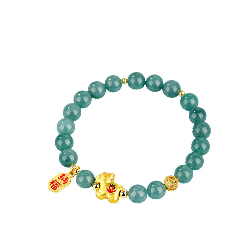 Buddha Stones Year Of The Horse Jade Prosperity Abundance Bracelet