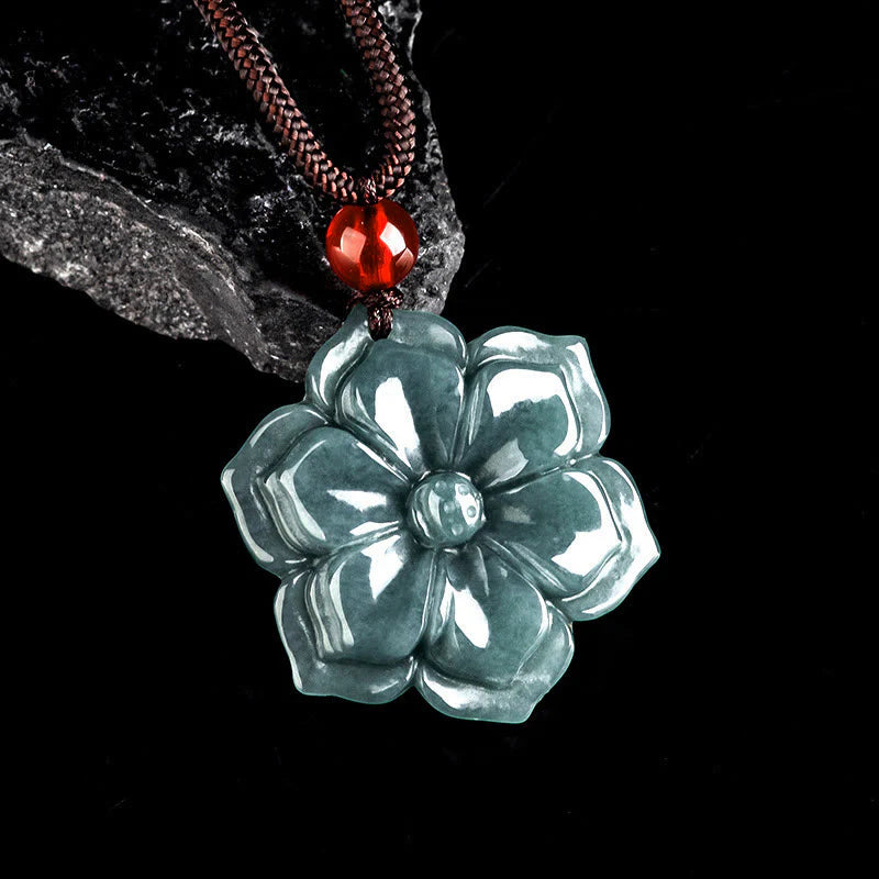 Buddha Stones Peach Blossom Jade Prosperity Necklace Pendants