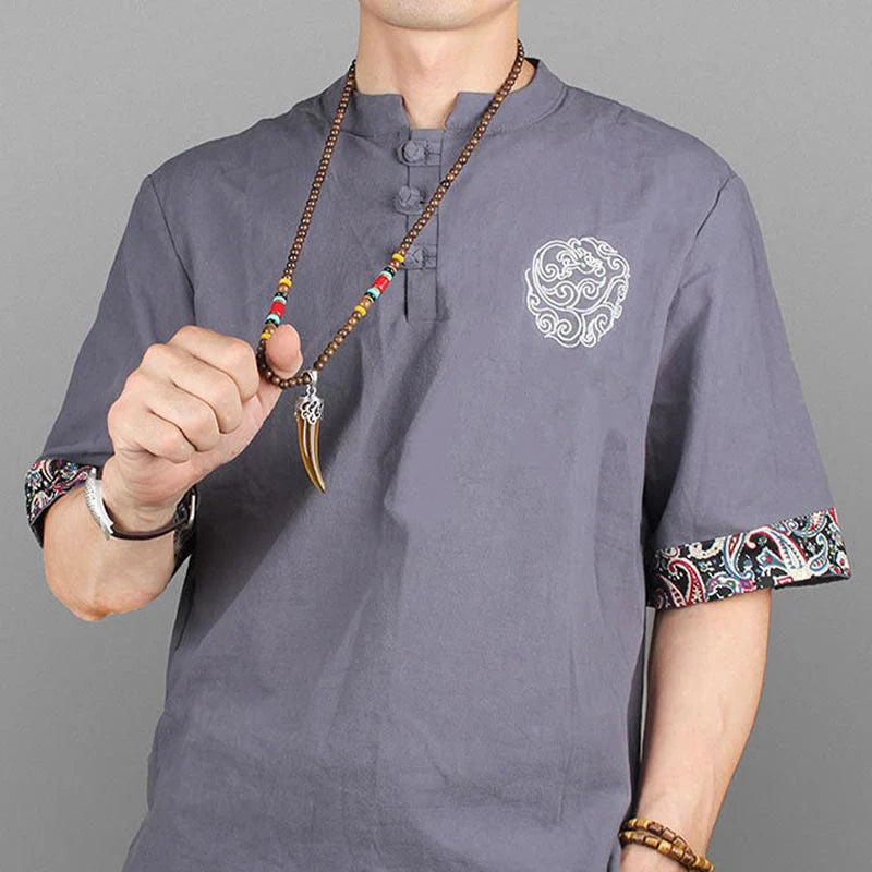 Buddha Stones Wenge Wood Turquoise Stone Horn Style Protection Meditation Necklace Pendant