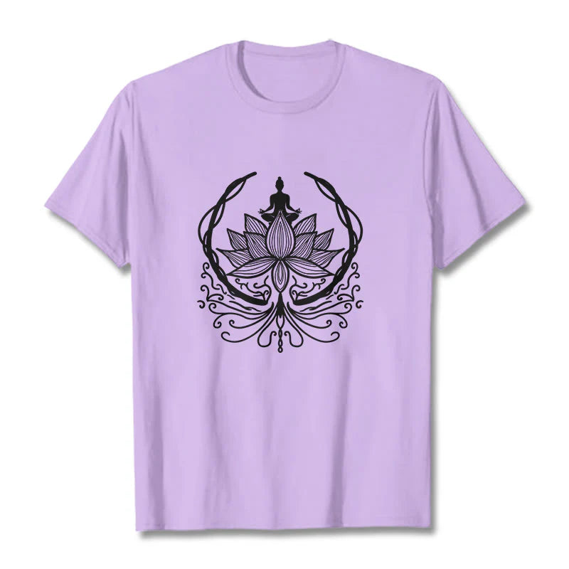 Buddha Stones Meditation Buddha Seated Inside A Lotus Flower Tee T-shirt