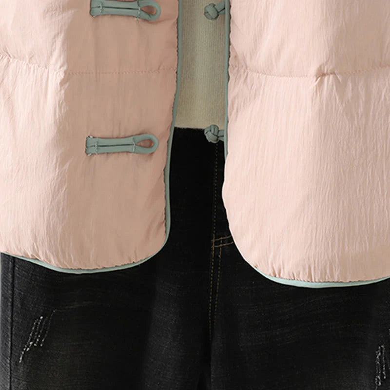 Buddha Stones Peach Blossom Embroidery Frog-Button Long Sleeve Thermal Women's Jacket With Pockets