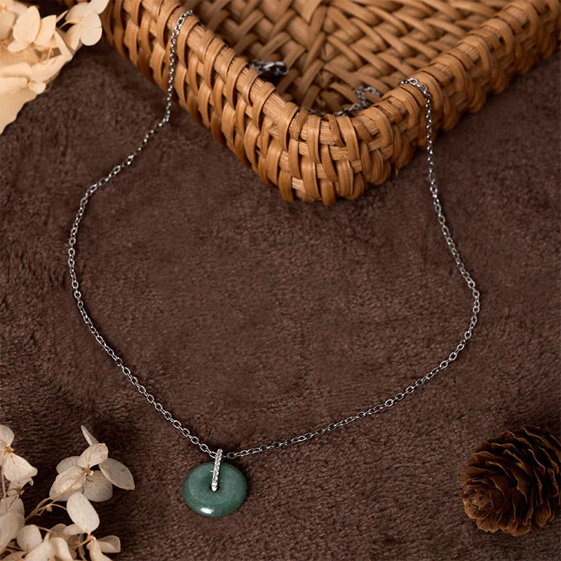 Buddha Stones FOR DEAREST MOTHER Peace Buckle Jade 925 Sterling Silver Luck Necklace Pendants Includes Gift Message Card