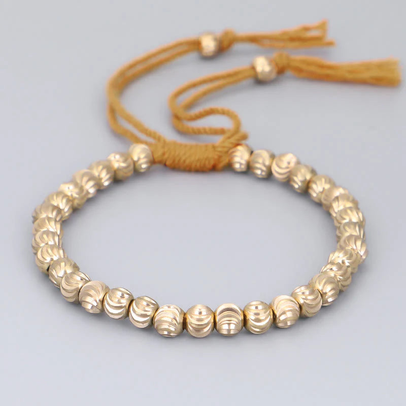 Buddha Stones Tibetan Handmade Copper Bead Luck String Bracelet