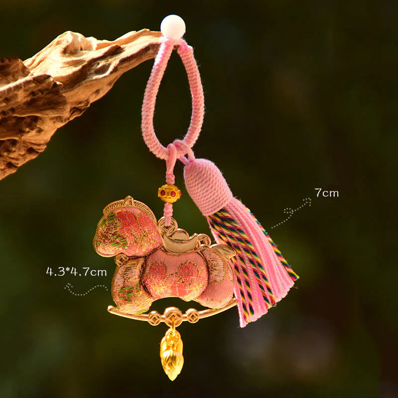 Buddha Stones Year Of The Horse Embroidery Freedom Key Chain