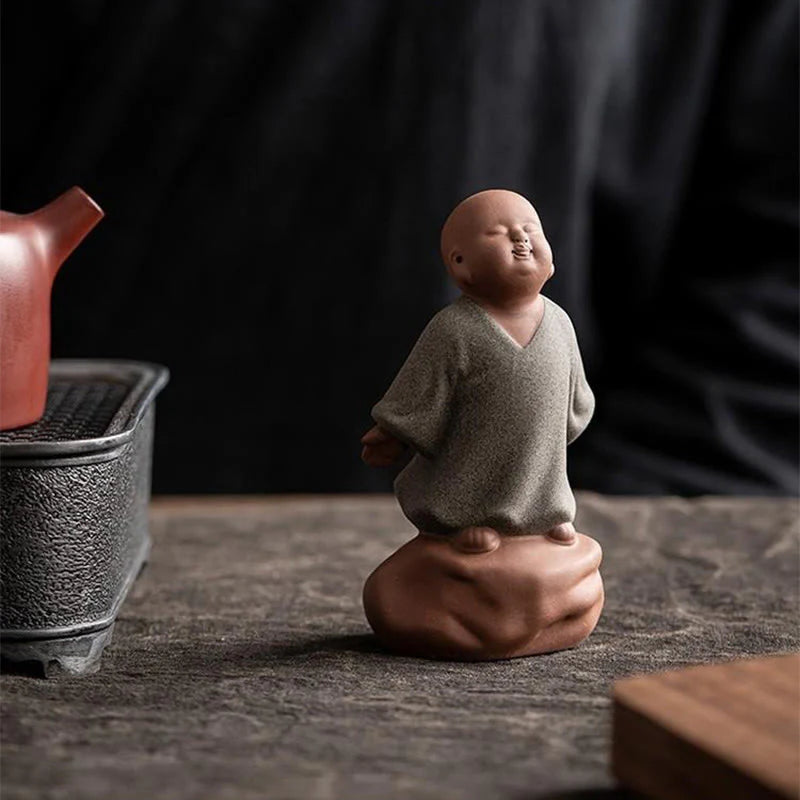 Buddha Stones Looking Up Resting Monk Ceramic Statue Compassion Home Decoration