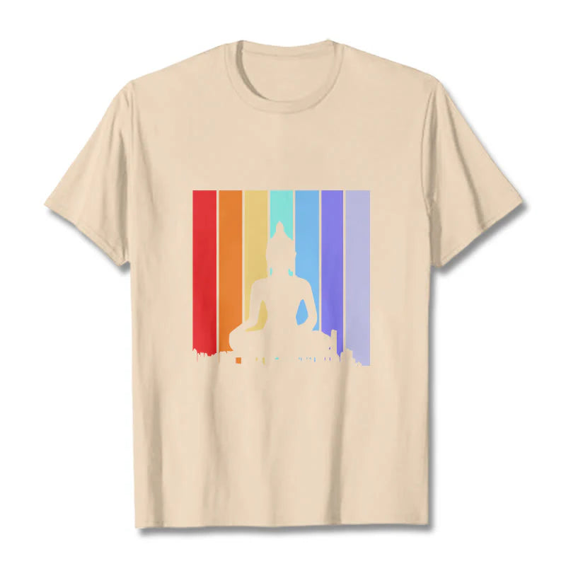 Buddha Stones Meditation Buddha Rainbow Tee T-shirt