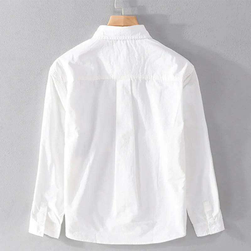 Buddha Stones Fall Square Color Blocking Decorative Pocket Buttons Down Stand Collar Long Sleeve Men's Cotton Shirt