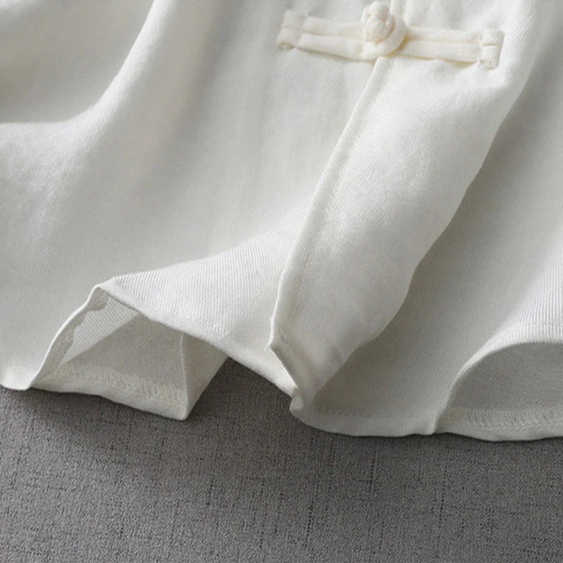 Buddha Stones Solid Color Button Long Sleeve Women's Shirt