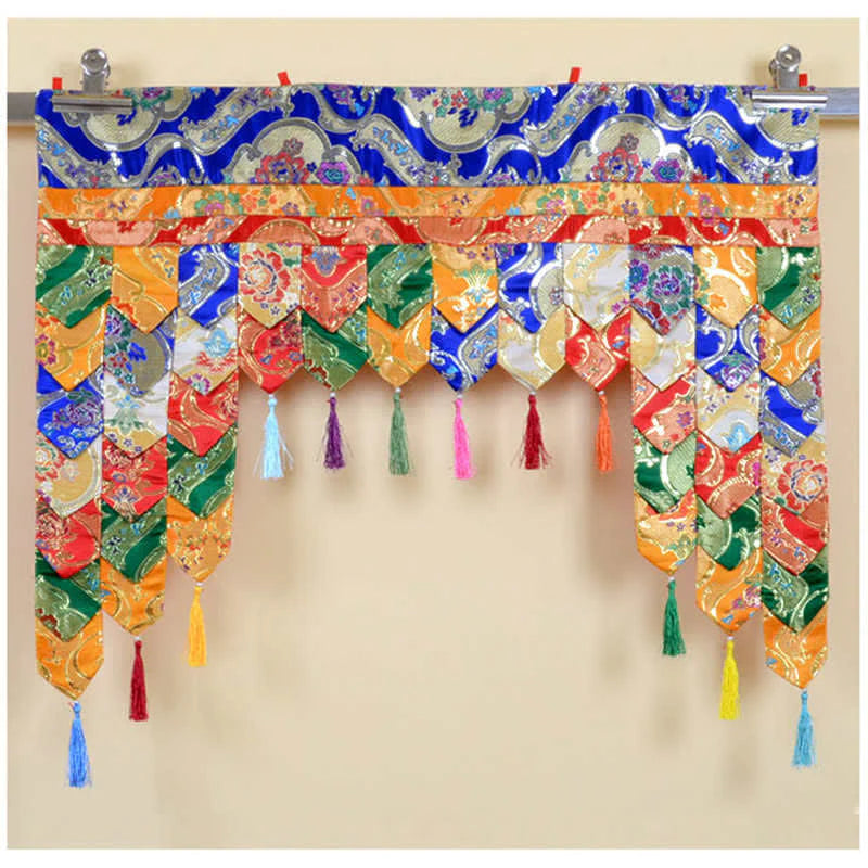 Buddha Stones Tibetan Five Colors Hanging Curtain Prayer Altar Healing Meditation Curtain