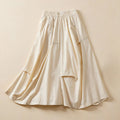 Buddha Stones Summer Casual Irregular Design Women's Cotton Skirt With Pockets
