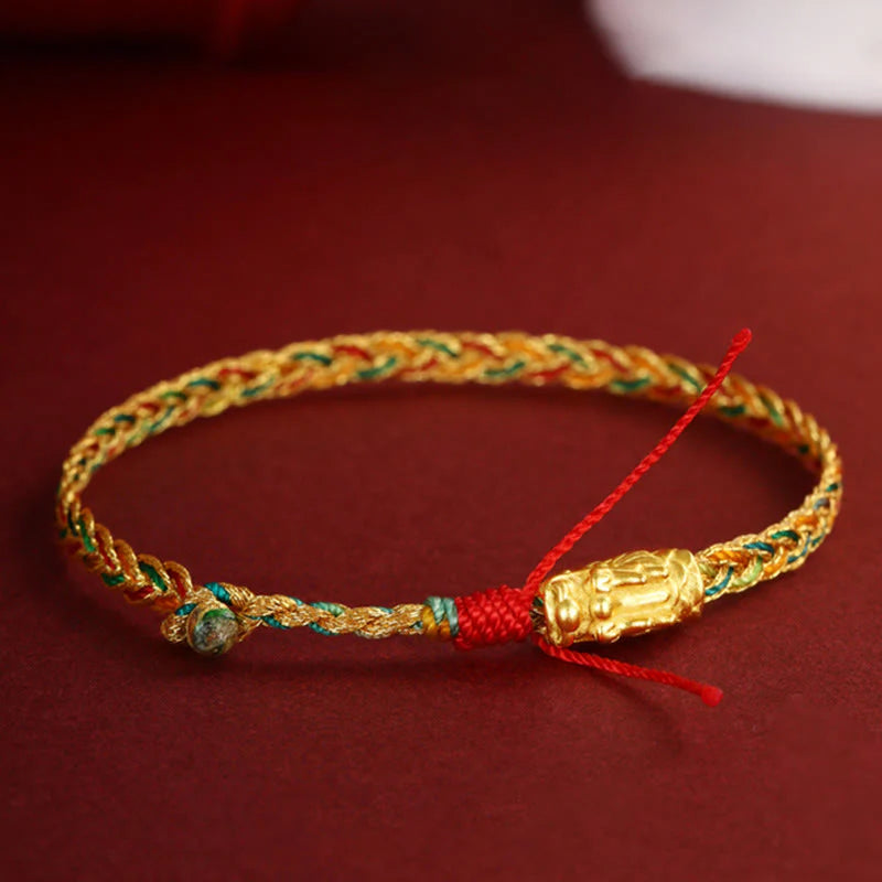 Buddha Stones Year of the Dragon Handmade Colorful Dragon Carved Success Braided Bracelet (Extra 35% Off | USE CODE: FS35)