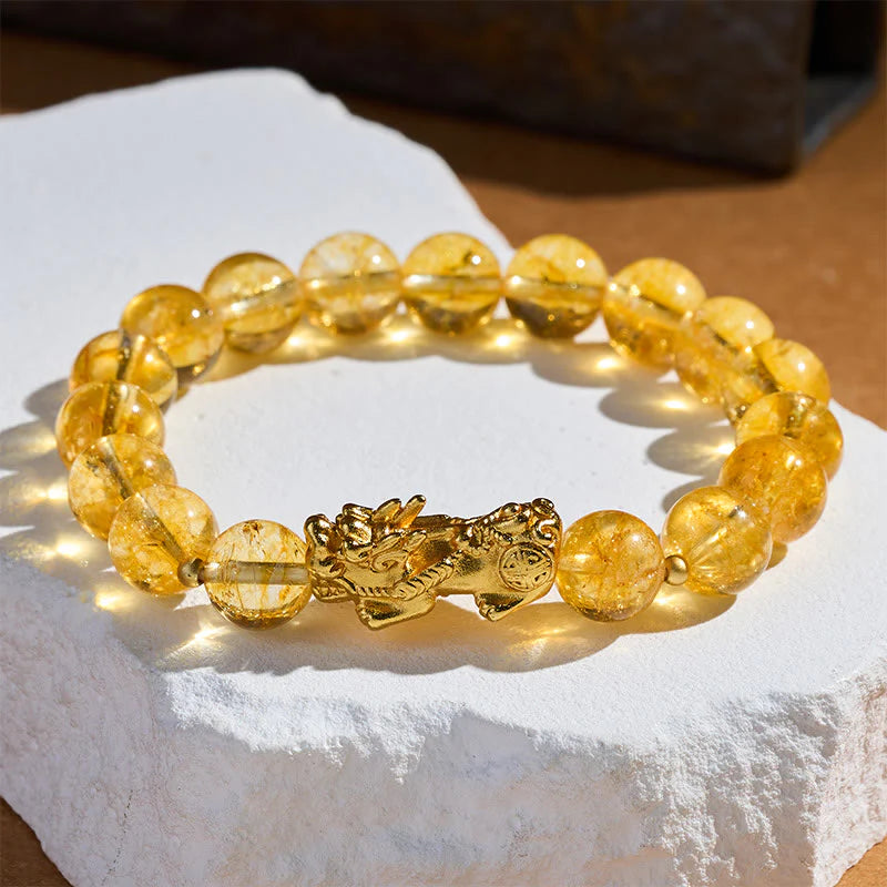 Buddha Stones Natural Citrine PiXiu Prosperity Protection Bracelet