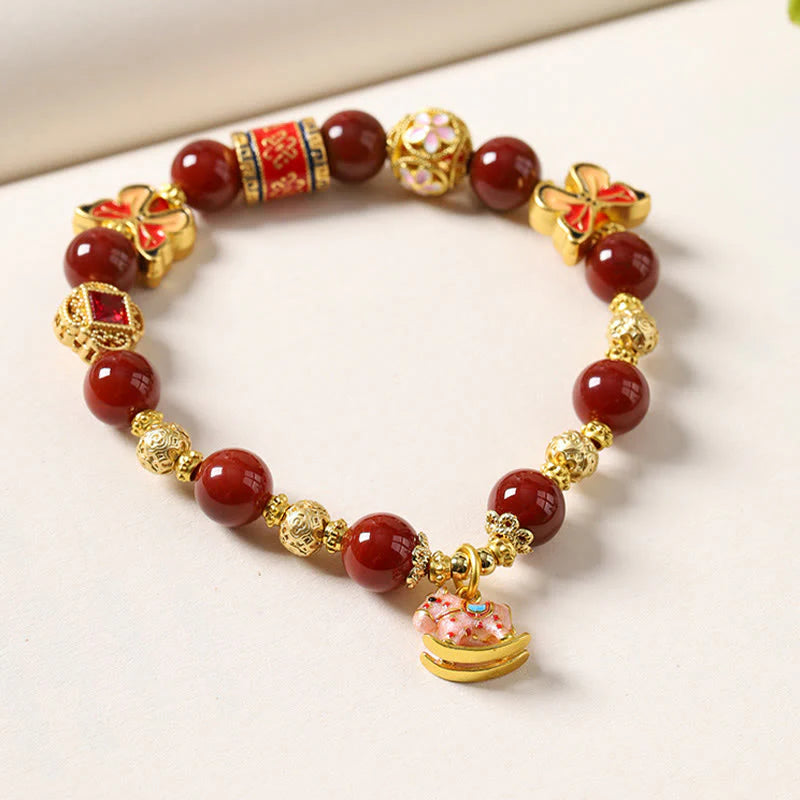 Buddha Stones Year Of The Horse South Red Agate Sun Stone Tourmaline Success Bracelet