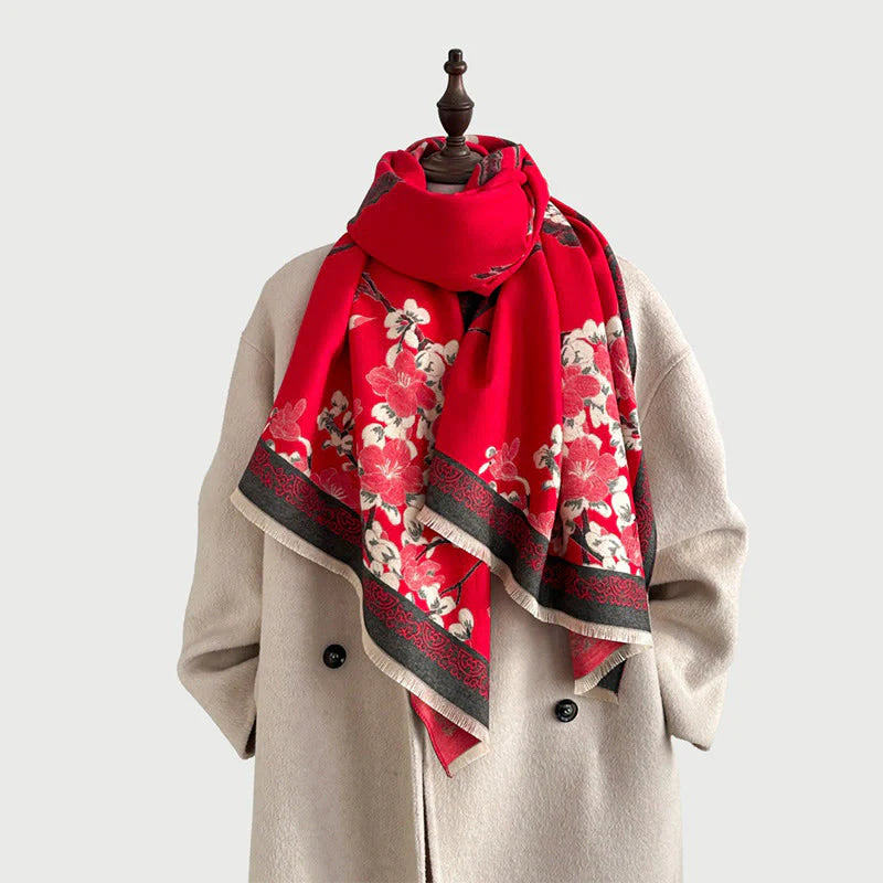 Buddha Stones Fall Peach Blossoms Branches Pattern Soft Scarf Shawl