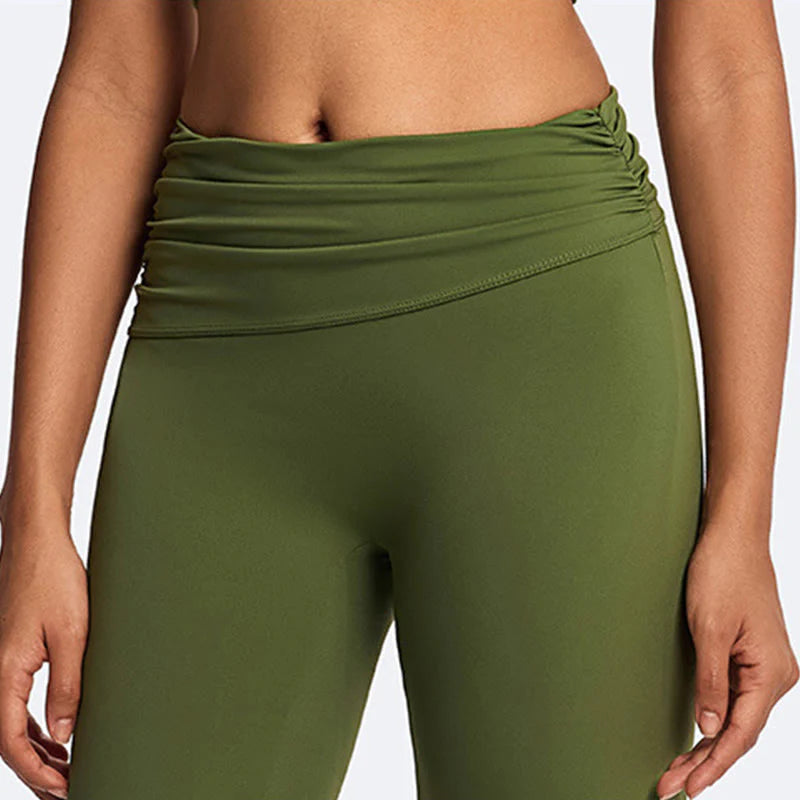 Buddha Stones Solid Crop Halter Backless Sleeveless Top Straight Leg Pants For Sports Fitness Yoga